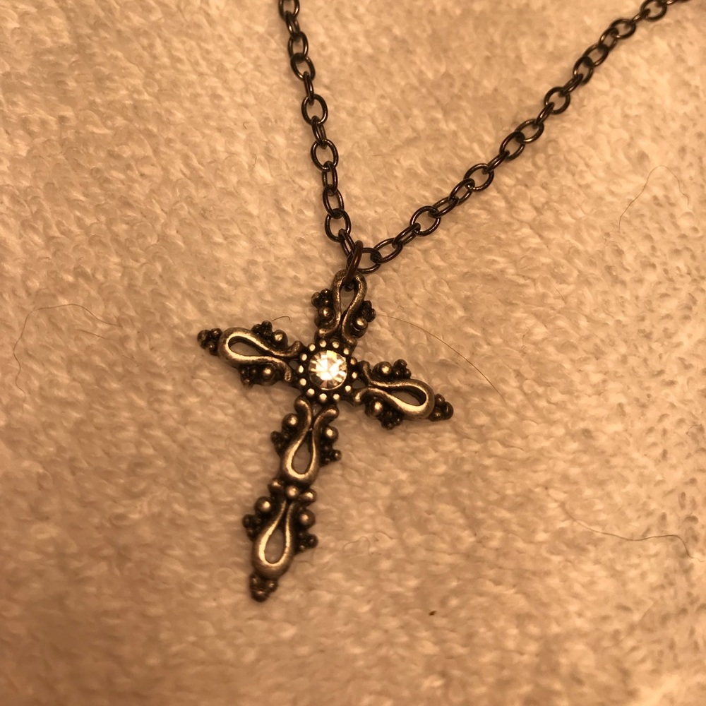 DARK RUSTIC CROSS NECKLACE - Picture 2 of 2